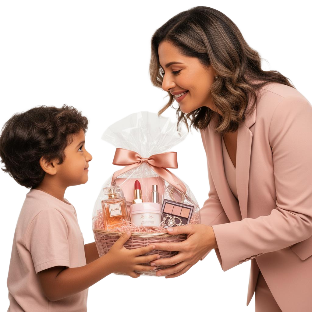 Revendedora montando kit de produtos